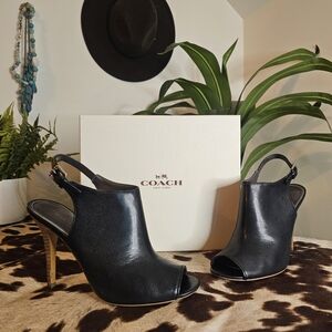 Coach Elegant Black Slingback Heels